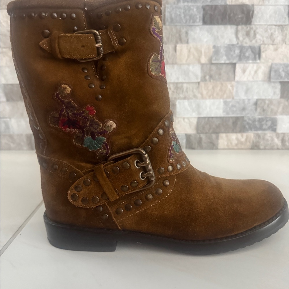 Frye Brown Embroidered Boots 38 - Picture 5 of 6